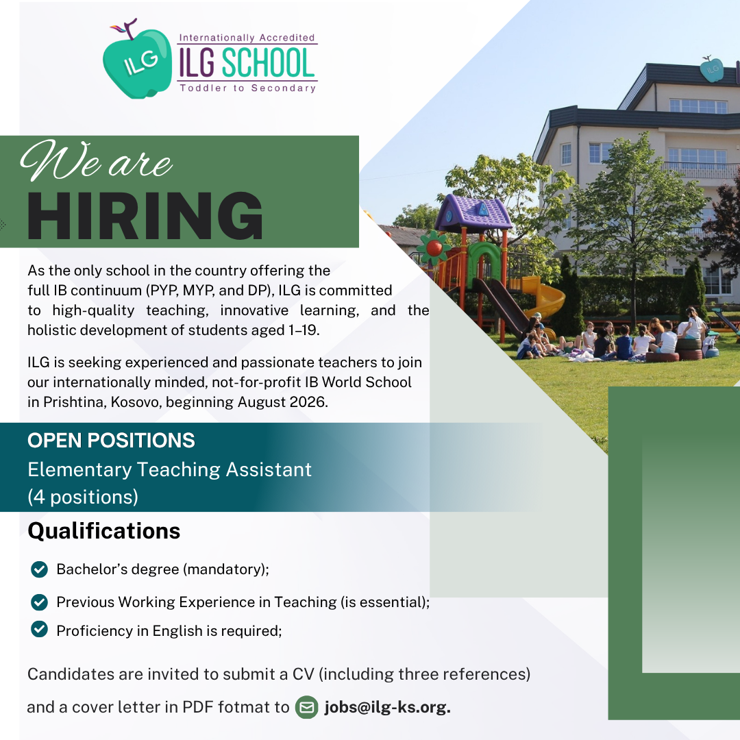 Elementary Teaching Assistant (4 positions) announcement